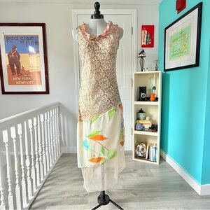 Vintage Claudette Mixed Media Asymmetrical Sheath Cocktail Dress (size S)